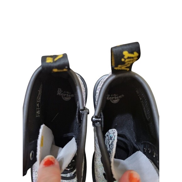 Dr. Martens 1460 Silver Disco Crinkle Lace Up Side Zip Combat Boots Kid’s 3 NEW - Picture 5 of 8